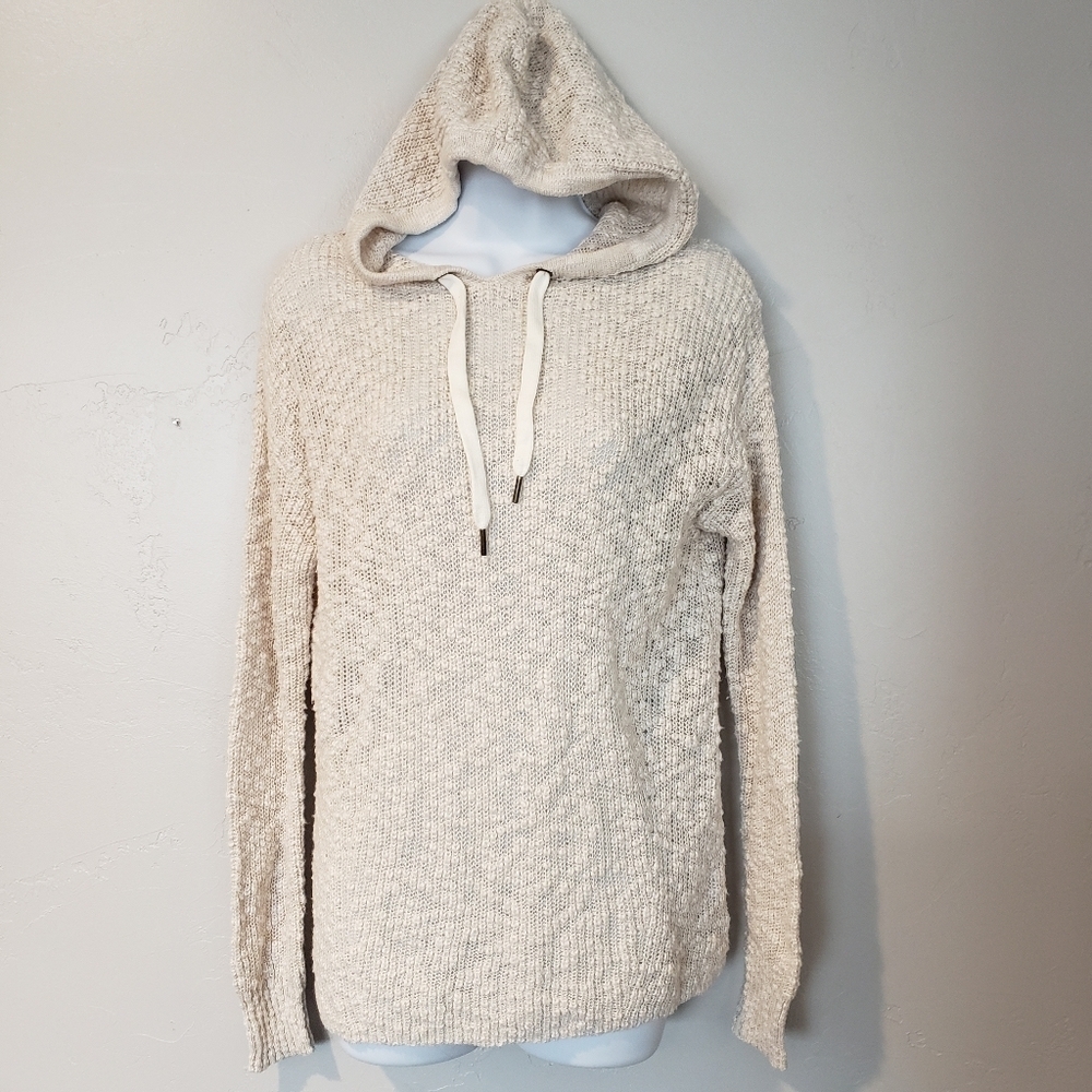 Natural Reflections Small Ivory Pullover Sweater Hoodie Knit Lightweight